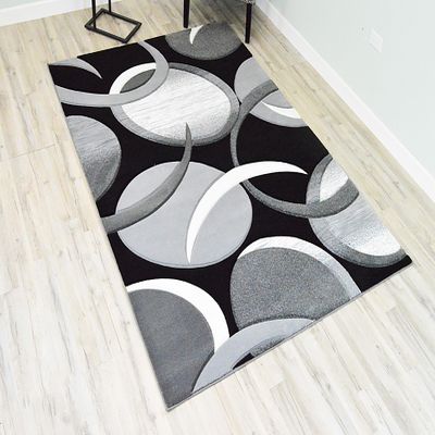 Abstract Rug 8x10 Modern Rug Contemporary Area Rug Large Premium Quality Rug Colorful Thick Carpet for Living Room 1062 Grey White