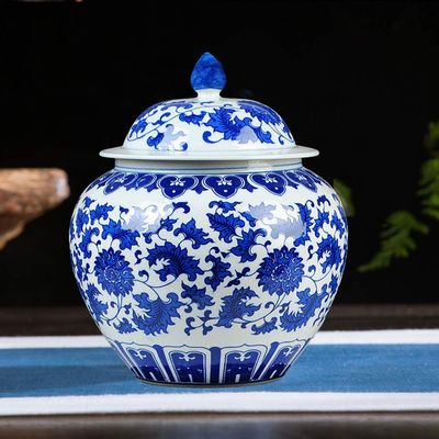 Antique Blue and White Chinese Vase Traditional Temple Jar Vase China Ming Style Flower Vase Blue and White Ceramic Vase Artwork Home Decoration-f H30cmxw25cm