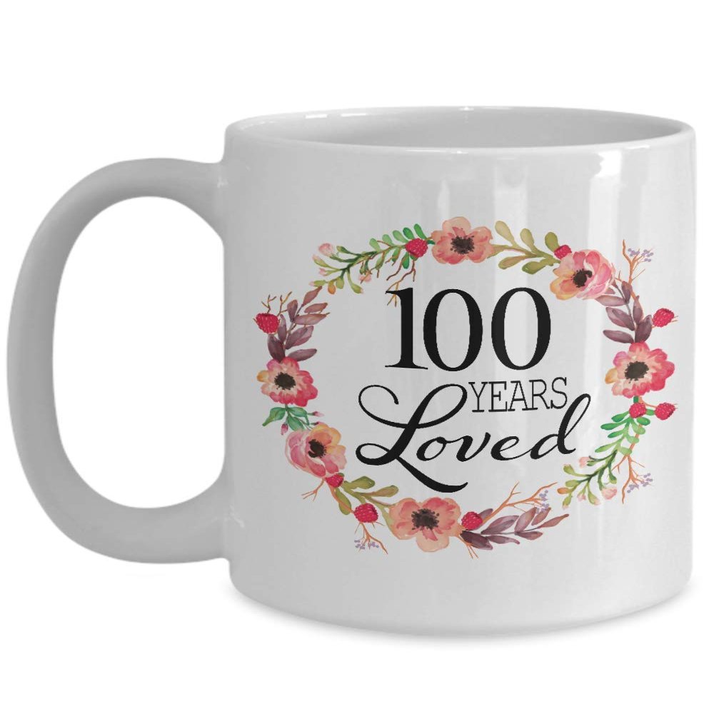 100th Birthday Gifts for Women - Gift for 100 Year Old Female - 100 Years Loved Since 1920 - White Coffee Mug for Wife Mom Nana Grandma Her - 15oz