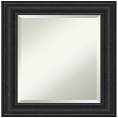 Amanti Art Black Bathroom Mirror for Over Sink, 25x21 Shipwreck Black Rectangle Vanity Mirror, Small Country Rustic Frame, Hangs Horizonally and Vertically, Bathroom Wall Decor, Beveled Edge