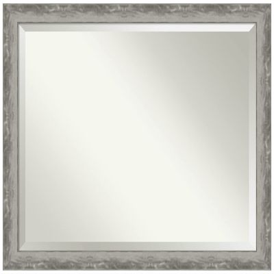 Amanti Art Silver Bathroom Mirror for Over Sink, 35x45 Waveline Silver Narrow Rectangle Vanity Mirror, X-Large Casual Frame, Hangs Horizonally and Vertically, Bathroom Wall Decor, Beveled Edge