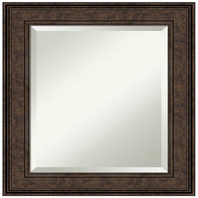 Amanti Art Bronze Bathroom Mirror for Over Sink, 26x22 Ridge Bronze Rectangle Vanity Mirror, Small Traditional Frame, Hangs Horizonally and Vertically, Bathroom Wall Decor, Beveled Edge