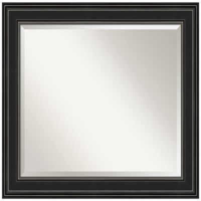 Amanti Art Black Bathroom Mirror for Over Sink, 28x34 Ridge Black Rectangle Vanity Mirror, Large Traditional Frame, Hangs Horizonally and Vertically, Bathroom Wall Decor, Beveled Edge