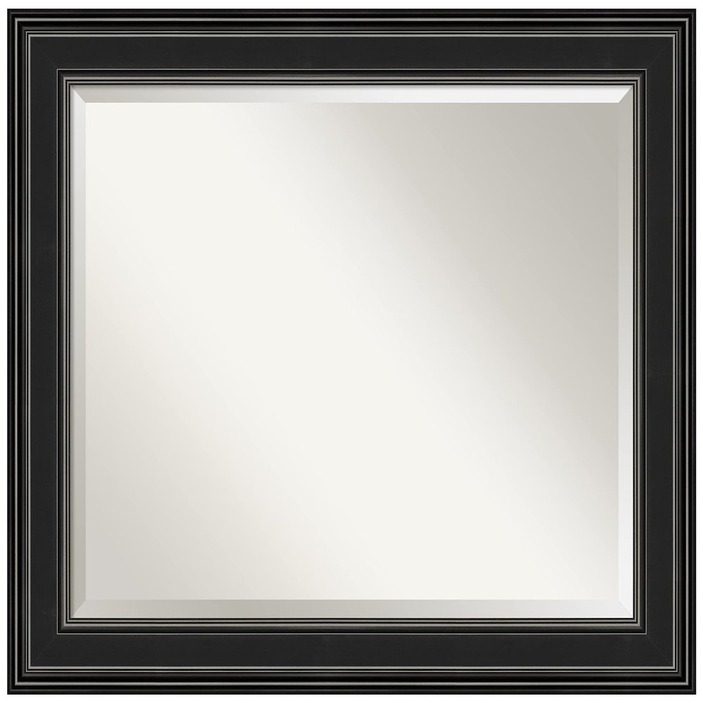 Amanti Art Black Bathroom Mirror for Over Sink, 28x34 Ridge Black Rectangle Vanity Mirror, Large Traditional Frame, Hangs Horizonally and Vertically, Bathroom Wall Decor, Beveled Edge