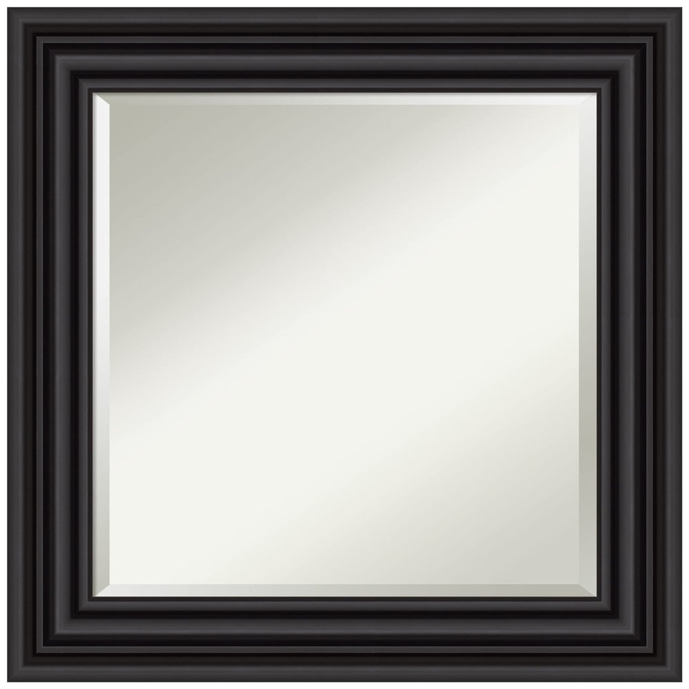 Amanti Art Black Bathroom Mirror for Over Sink, 26x26 Colonial Black Square Vanity Mirror, Medium Traditional Frame, Hangs Horizonally and Vertically, Bathroom Wall Decor, Beveled Edge
