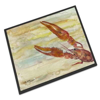 Caroline's Treasures SC2021MAT Crawfish Yellow Sky Doormat 18x27 Front Door Mat Indoor Outdoor Rugs for Entryway, Non Slip Washable Low Pile, 18H X 27W