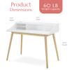 Adore Decor Alton Writing Computer Desk, Laptop PC Workstation, Retro Simple Study Table for Home Office, White view 3