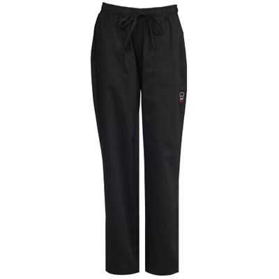 WINCO Chef Pants Drawstring, Medium, Black