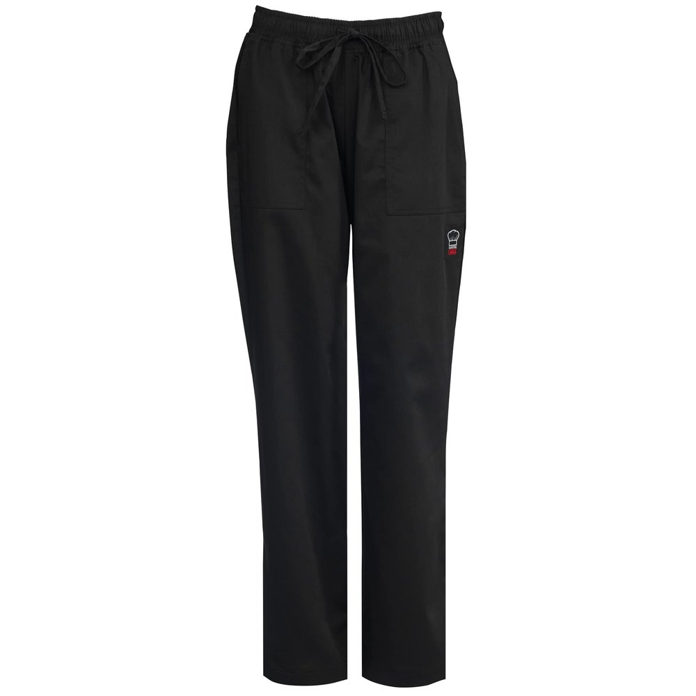 WINCO Chef Pants Drawstring, Medium, Black