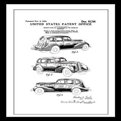 1934 Lasalle Car Patent - Gallery Wrap Canvas w/COA (Various Sizes)