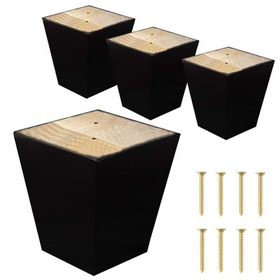 ComfortStyle Legs for Furniture, Sofa Ottoman and Chair 4" Wood Feet Replacement, Set of 4 Square Tapered Pyramid Feet (Dark Espresso)
