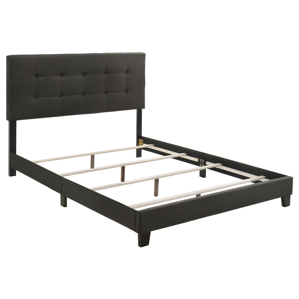 Coaster Home Furnishings - Mapes - Wood - Upholstered Panel Bed with Tufted Headboard, Low Frame and Transitional Style - Bedroom - Full Size - Charcoal - 305746F