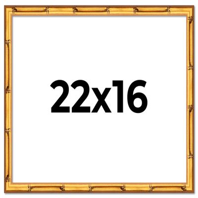 CountryArtHouse 22x16 Frame Gold Bamboo Solid Wood Picture Frame | Includes UV Acrylic Plexiglass, Acid Free Foam Backing Board and Hanging Hardware | 1 Inch Moulding Width