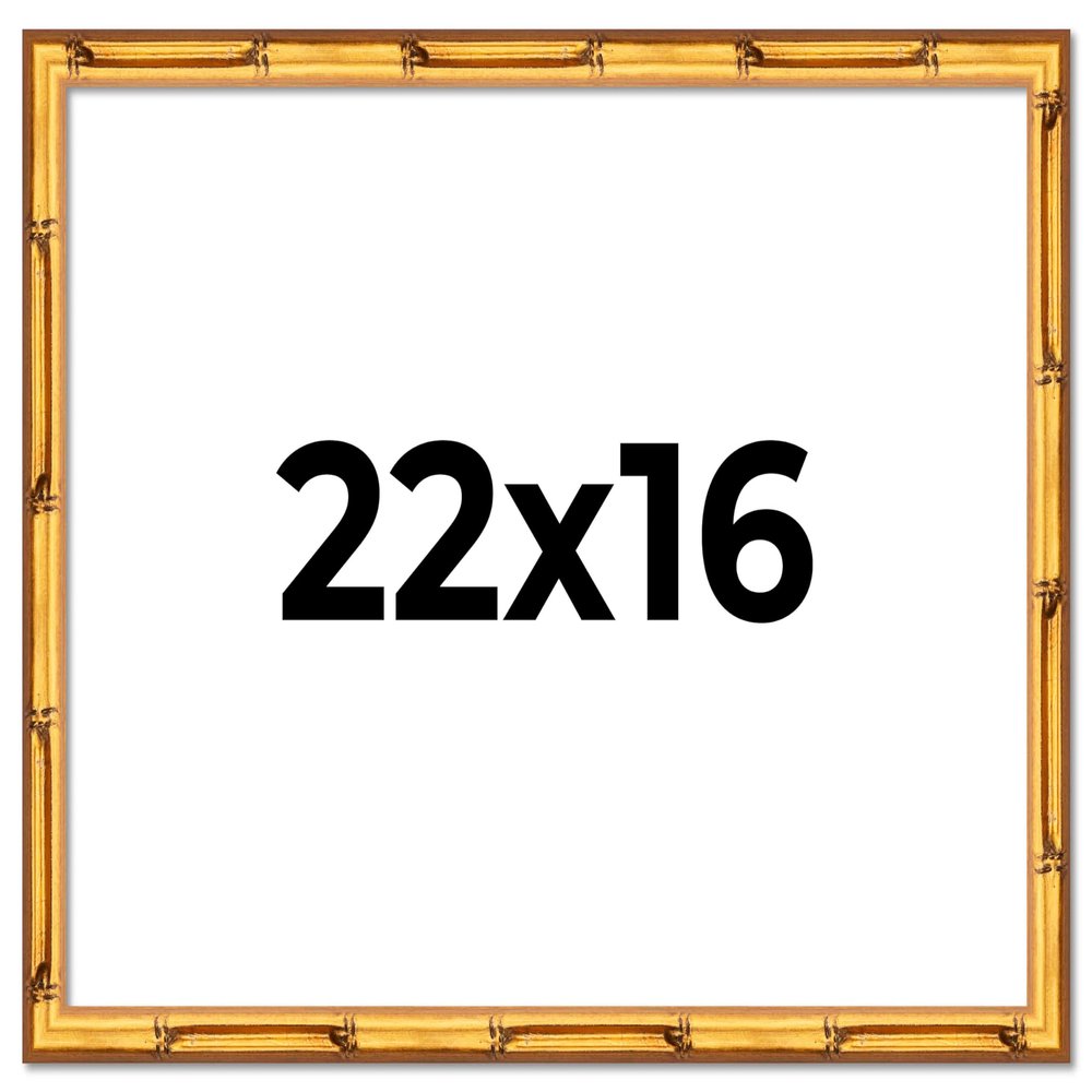 CountryArtHouse 22x16 Frame Gold Bamboo Solid Wood Picture Frame | Includes UV Acrylic Plexiglass, Acid Free Foam Backing Board and Hanging Hardware | 1 Inch Moulding Width