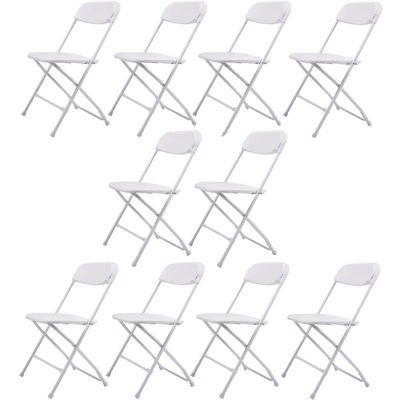 10-Pack Plastic Folding Chair Stackable Wedding Party Events Commercial Chair for IndoorOutdoor, White