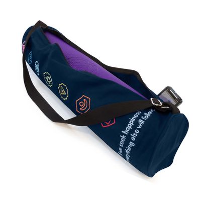 Premium Cotton Yoga Mat Bag with Shoulder Strap - Durable, Breathable and Lightweight Gym Bag to Carry the Standard Mat Size - Ideal for Yoga, Pilates & Fitness Equipment - 7" X 27", Chakra Blue