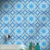 Moroccan Mosaic & Tile House CTP06-02 Tanger Handmade Cement Tile, Pack of 12, Blue, Light Blue, White view 2
