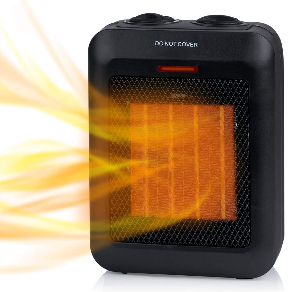 Portable Electric Space Heater - 1500W/750W Ceramic Room Heater with Tip Over and Overheat Protection, 200 Square Feet Fast Heating for Indoor Desk Office Floor, Black