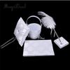 4Pcs/lot Romantic Wedding Decoration Set Rhinestone Stain Ribbon Wedding Ring Pillow+ Girls Flower Basket +Guest Book + Pen Holder for Wedding Event Party Supplies Decor Accessories Photography Props view 3