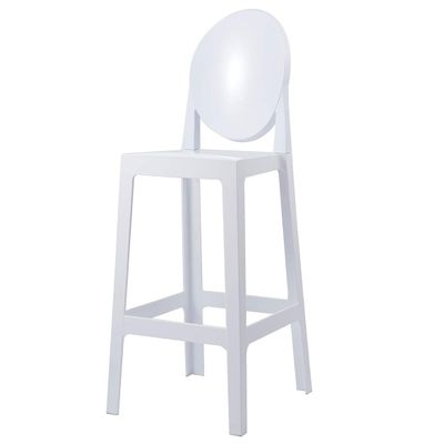 2xhome 30" Bar Height Stool | Oval Back Ghost Chair | Armless Polycarbonate Barstool with Footrest for Kitchen Island & Dining (White)