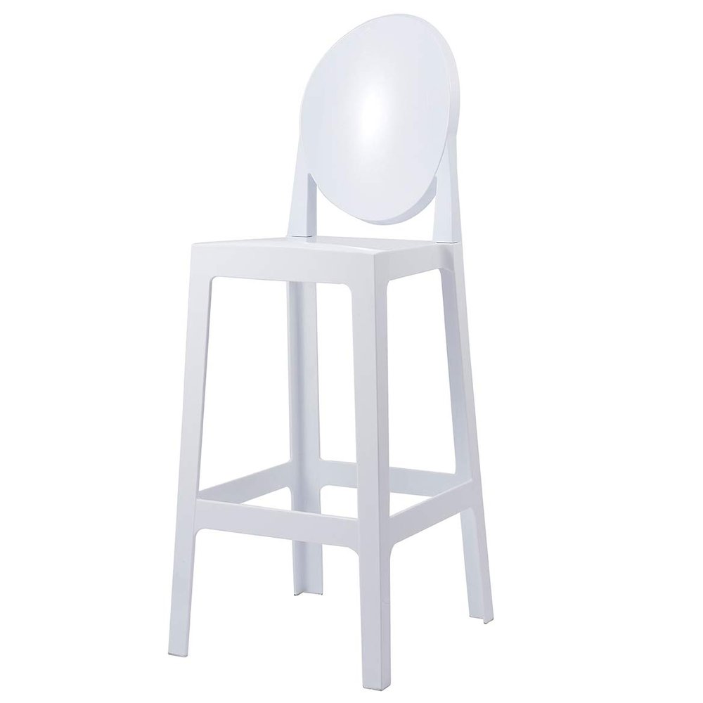2xhome 30" Bar Height Stool | Oval Back Ghost Chair | Armless Polycarbonate Barstool with Footrest for Kitchen Island & Dining (White)