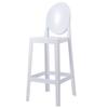 2xhome 30" Bar Height Stool | Oval Back Ghost Chair | Armless Polycarbonate Barstool with Footrest for Kitchen Island & Dining (White) view 1
