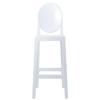 2xhome 30" Bar Height Stool | Oval Back Ghost Chair | Armless Polycarbonate Barstool with Footrest for Kitchen Island & Dining (White) view 4