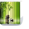 Amagical Bamboo and Stones in Zen Garden Decor 4 Piece Bathroom Mat Set Shower Curtain Set Green Bath Mat Contour Mat Toilet Cover Shower Curtain 12 Hooks view 2