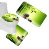 Amagical Bamboo and Stones in Zen Garden Decor 4 Piece Bathroom Mat Set Shower Curtain Set Green Bath Mat Contour Mat Toilet Cover Shower Curtain 12 Hooks view 3