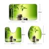 Amagical Bamboo and Stones in Zen Garden Decor 4 Piece Bathroom Mat Set Shower Curtain Set Green Bath Mat Contour Mat Toilet Cover Shower Curtain 12 Hooks view 4