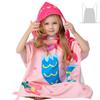 Athaelay Pink Mermaid Hooded Beach Towel Poncho for Kid Girls Toddlers Bath Pool Swim Poncho Cover-ups Swimwear Soft Lightweight Microfiber view 1