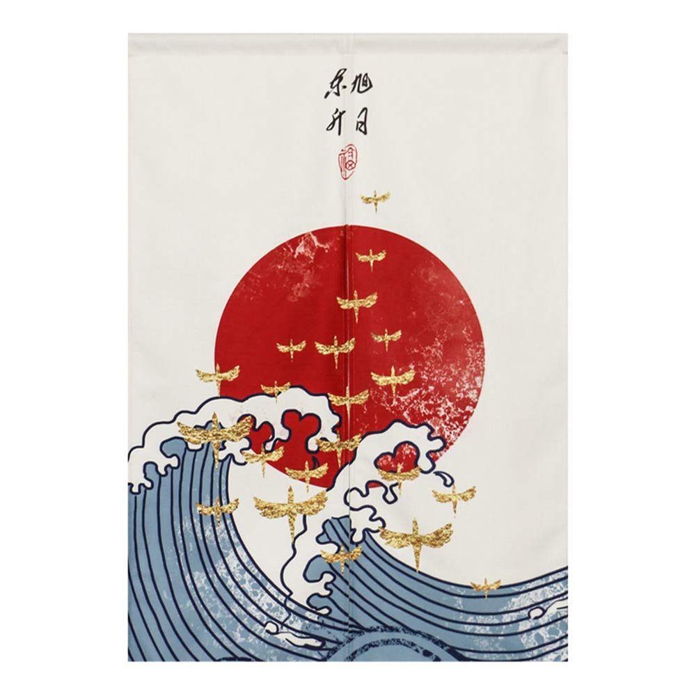 BAIHT HOME Japanese Noren Doorway Curtain Cotton Linen Great Wave Door Curtain Tapestry, 33" x 59"