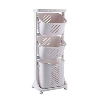 Bretoes Laundry Basket Bathroom Multi-layer Clothes Storage Basket Household, Simple Kitchen Shelf Fruit Stand (3 Layers)