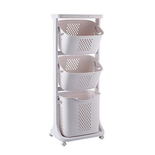 Bretoes Laundry Basket Bathroom Multi-layer Clothes Storage Basket Household, Simple Kitchen Shelf Fruit Stand (3 Layers)