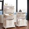 Bretoes Laundry Basket Bathroom Multi-layer Clothes Storage Basket Household, Simple Kitchen Shelf Fruit Stand (3 Layers) view 3