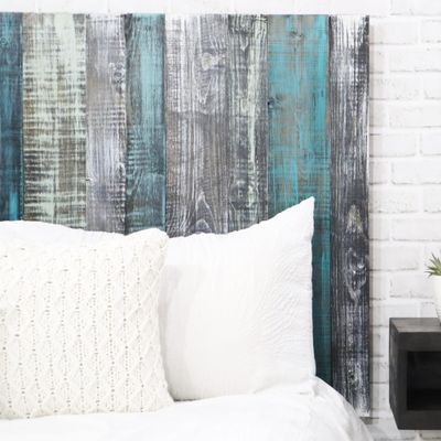 Barn Walls Industrial Mix Signature Design, Multicolored Solid Wood Headboard, Floating Panels, Wall Mount, Adjustable Height, Easy Assembly Full Size