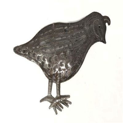 Metal Quail, Handmade in Haiti, Garden Wall Art, Indoor and Outdoor Birds, 1, Small, 10 in. x 6 in.