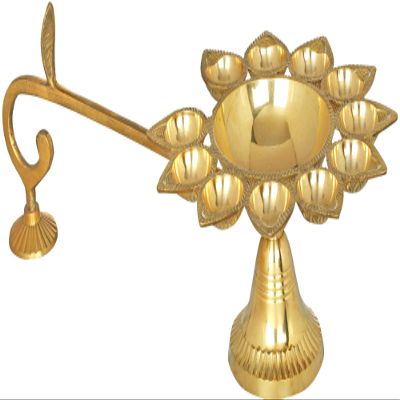 15" Eleven Wicks Aarti in Brass | Handmade | Made in India - Brass Statue
