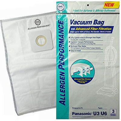 DVC Panasonic Style U U3 U6 Synthetic HEPA Vacuum Cleaner Bags Made in USA [ 45 Bags ]