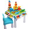 Burgkidz 5-in-1 Flip Top Activity Table and Chair Set with Storage, 128 PCs Building Blocks Compatible with Major Brands, Kids Play Desk for Toddlers Ages 2-8, Gift for Boys & Girls (Blue) view 1