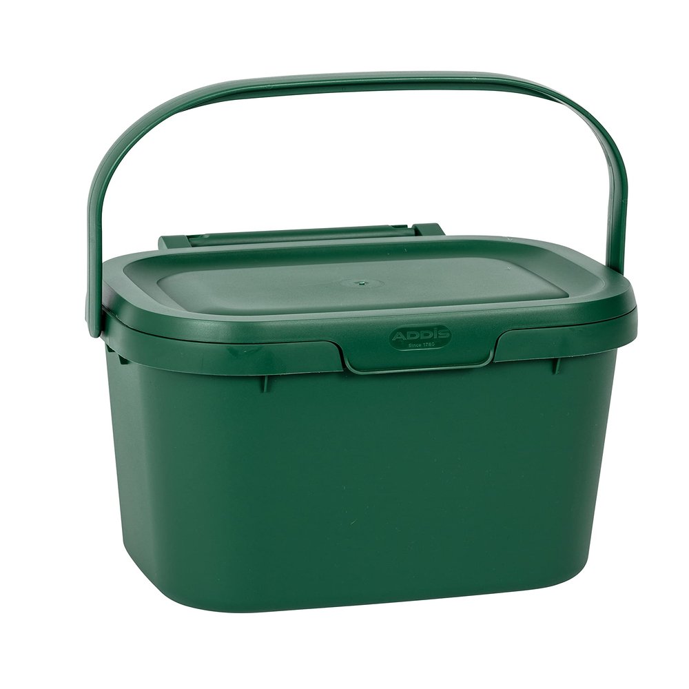 Addis 518250 Everyday Kitchen Food Waste Compost Caddy Bin, 4.5 Litre, Dark Green