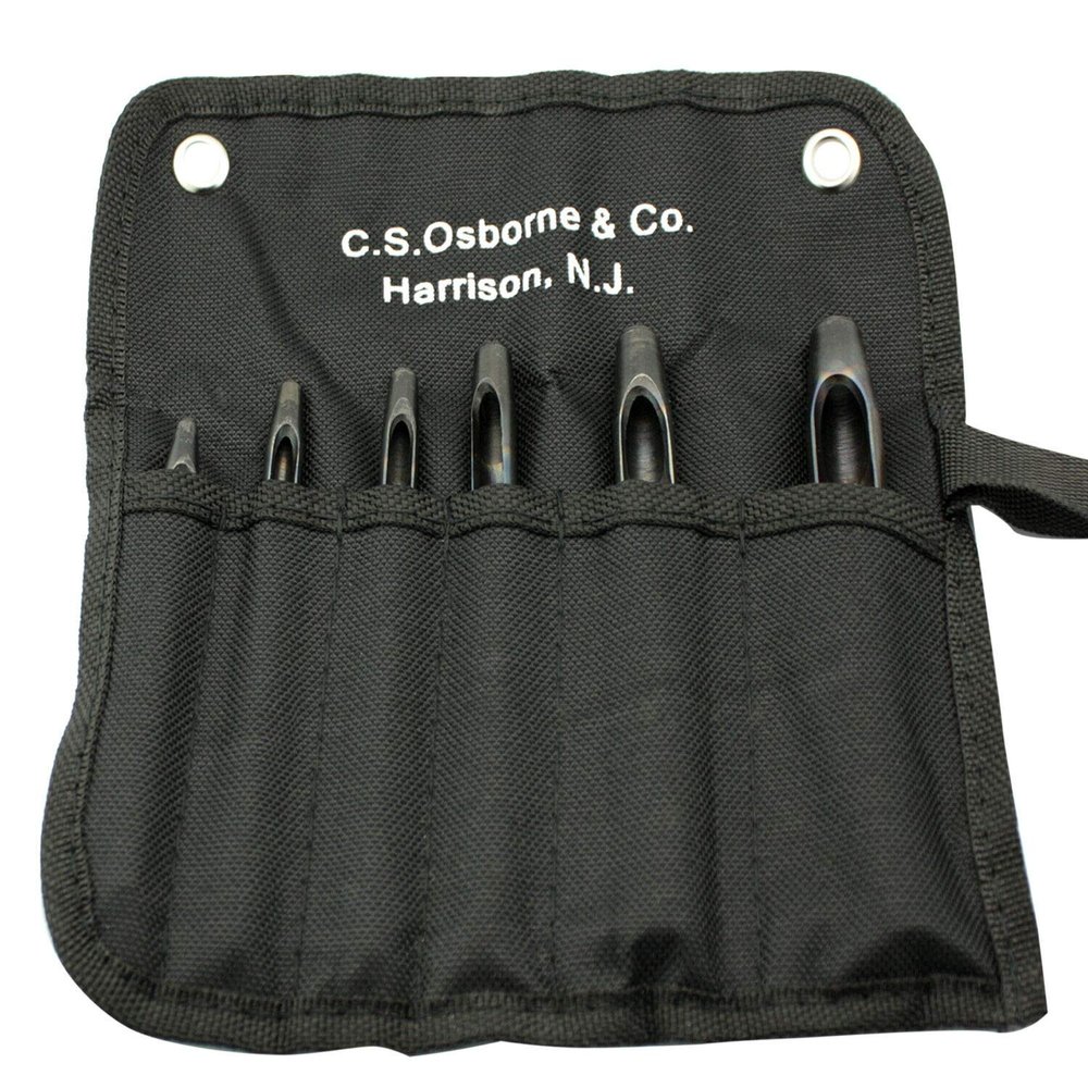 C.S. Osborne 6 Size Belt Punch Set #K-245 Round Hole Punch Made in USA