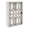Kate and Laurel Megara Decorative Wooden Wall Hanging Curio Cabinet for Open Storage with Decorative Black Iron Door, Whitewash Finish view 1