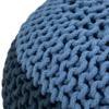 SIMPLIHOME Nikki Boho Round Hand Knit Pouf in Blue, Navy Blue Cotton for the Living Room, Bedroom and Kids Room view 3