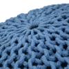 SIMPLIHOME Nikki Boho Round Hand Knit Pouf in Blue, Navy Blue Cotton for the Living Room, Bedroom and Kids Room view 4