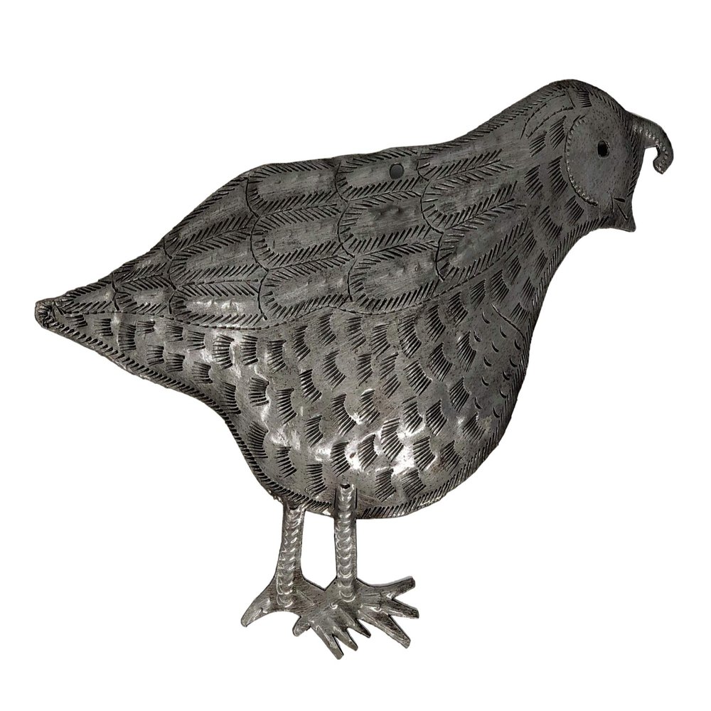 It's Cactus Metal Quail, Handmade in Haiti, Garden Wall Art, Indoor and Outdoor Birds, 1, Medium, 10 in. x 8 in.