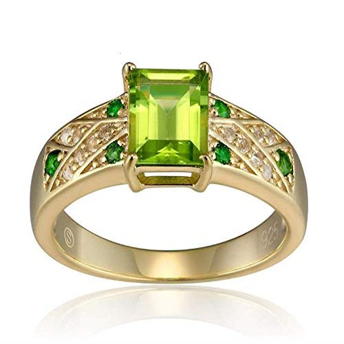 Bansriracha 1.82ctw Manchurian Peridot Chrome Diopside & White Topaz 18k Gold Over Silver Ring for Women Fine Jewelry (5)