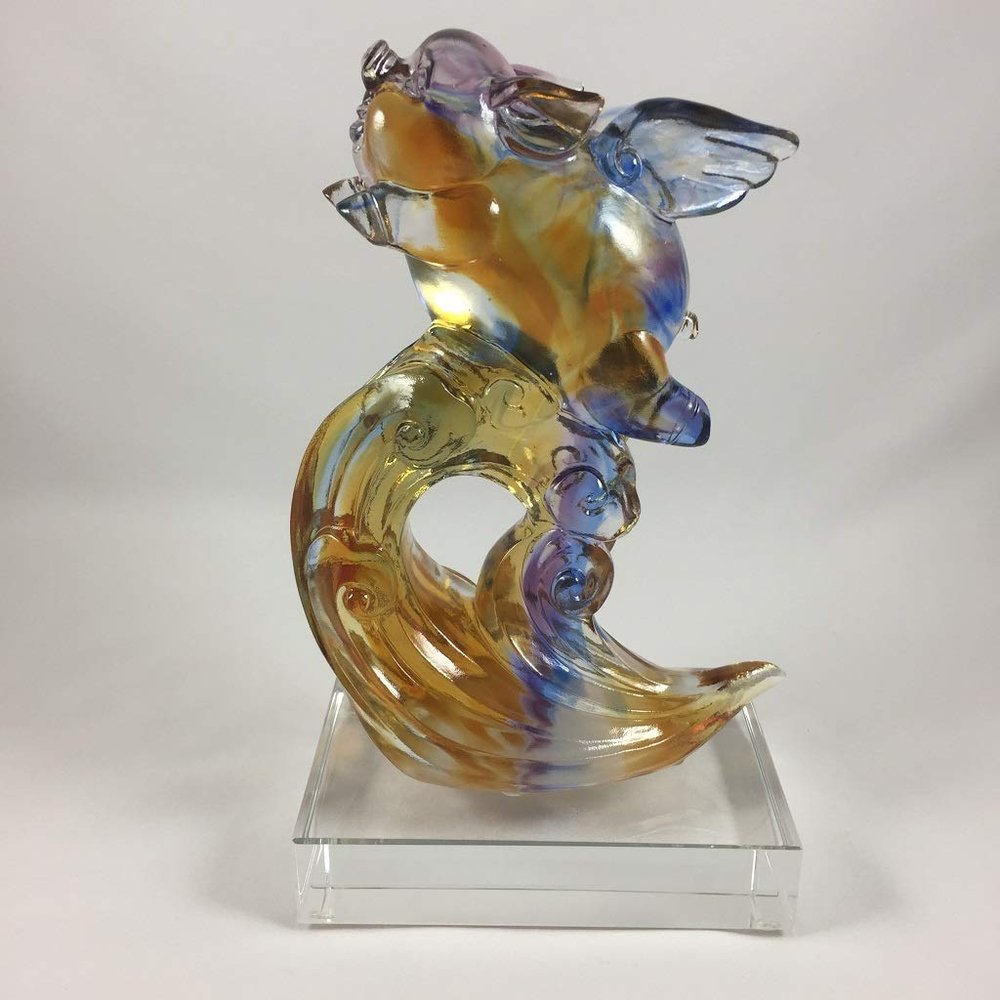 Amore Jewell Everything goes smoothly Flying Pig, Colored Glaze Glass (Liuli Crystal Glass)
