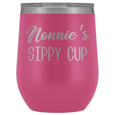 HollyWood & Twine Nonnie's Sippy Cup Nonnie Wine Tumbler Gifts for Nonnies Funny Stemless Stainless Steel Insulated Tumblers Hot Cold BPA Free 12oz Travel Cup