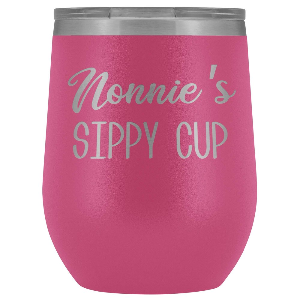 HollyWood & Twine Nonnie's Sippy Cup Nonnie Wine Tumbler Gifts for Nonnies Funny Stemless Stainless Steel Insulated Tumblers Hot Cold BPA Free 12oz Travel Cup